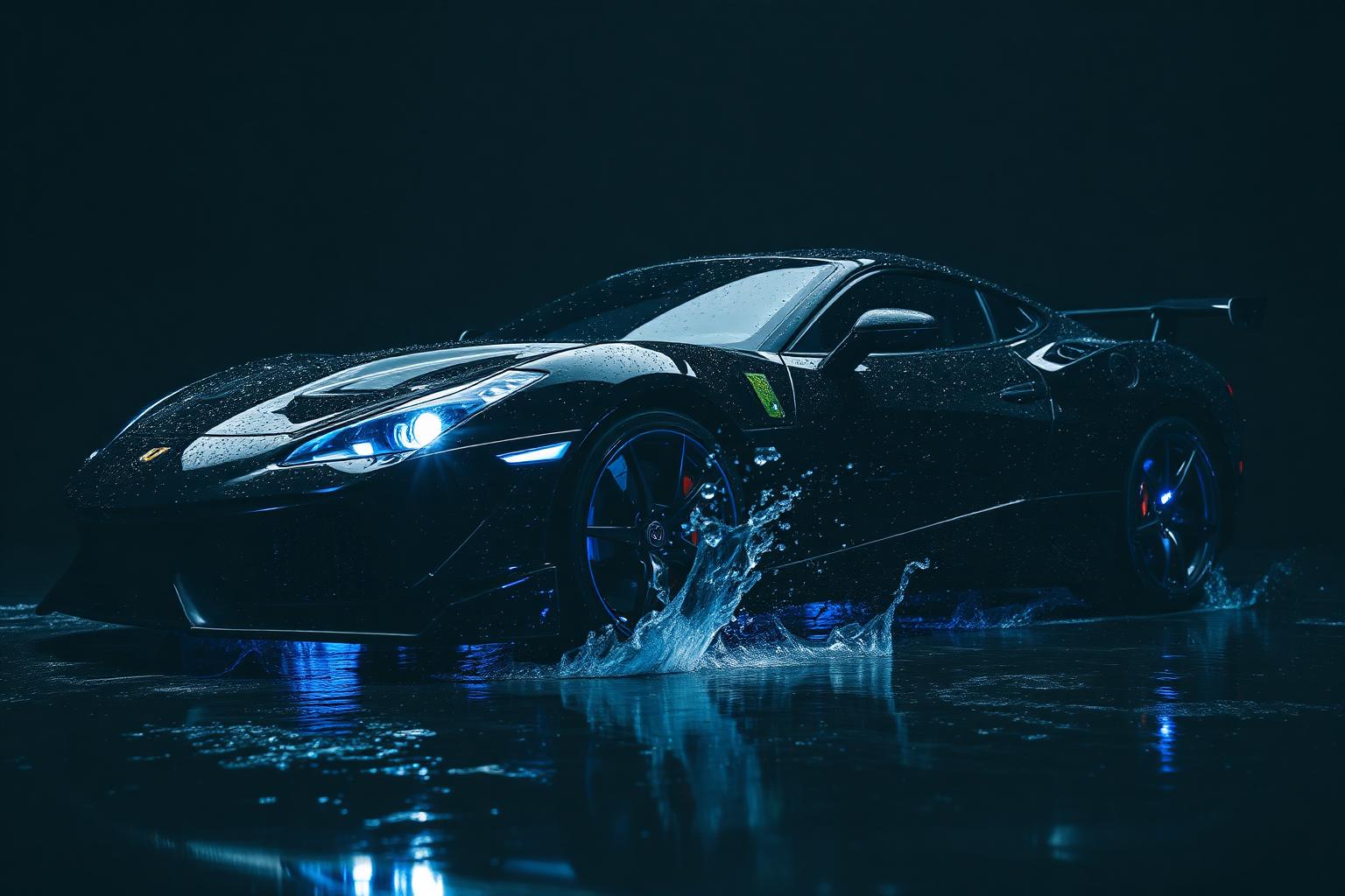 Glossy black sports car detailed by Apex Shine